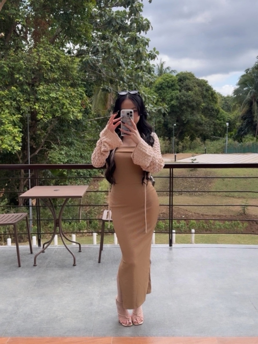 Sleek Camel Bodycon Maxi Dress
